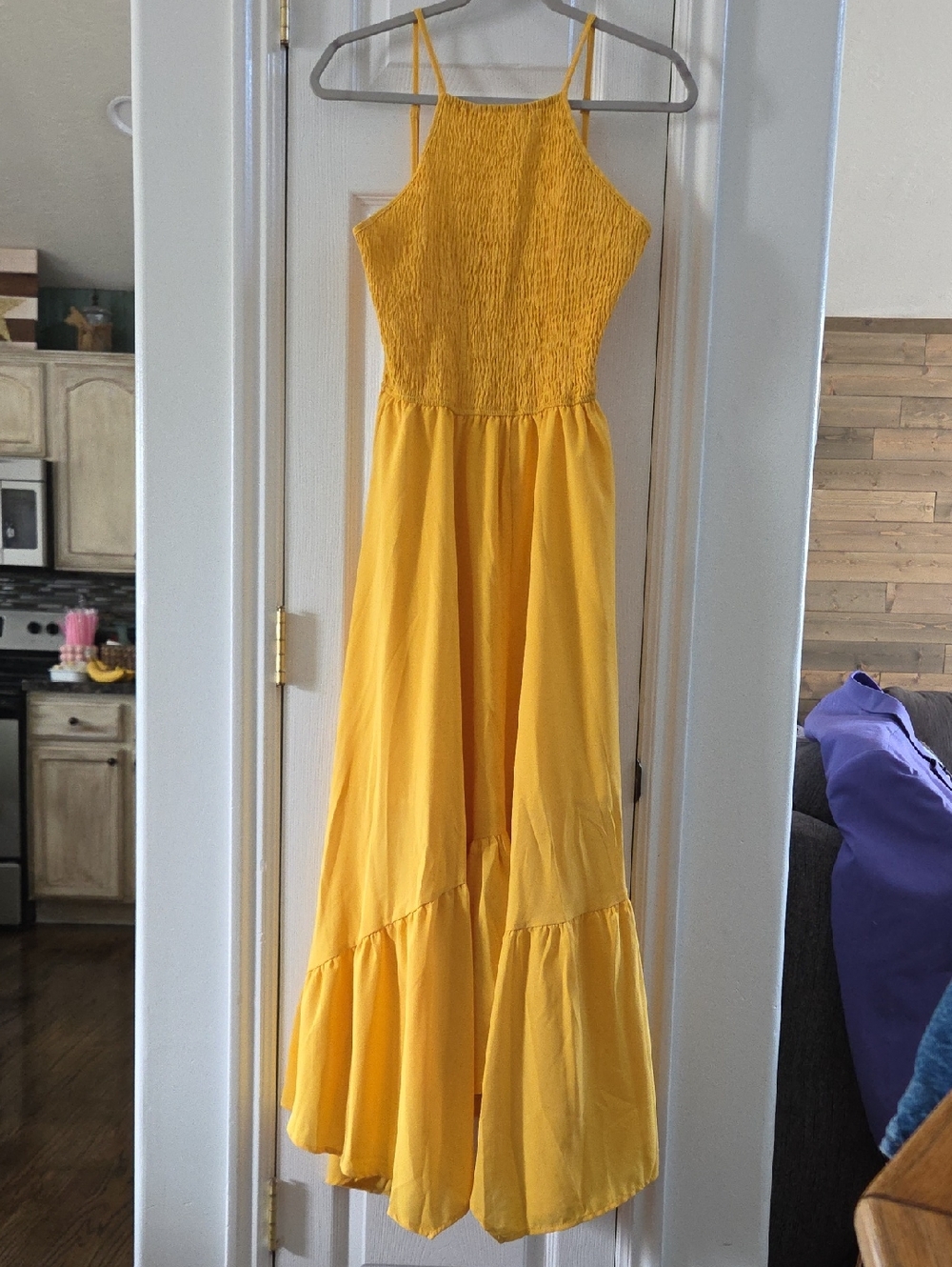 Yellow Smocked Halter Maxi Dress - Women